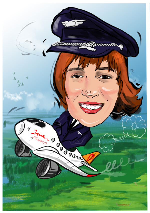 Karikatura Irene u avionu